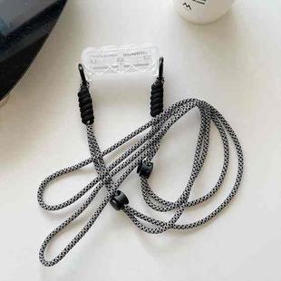 Heart Phone Lanyard Back Clip Girls Crossbody Phone Strap clip(Black White Rope+Transparent Clip)