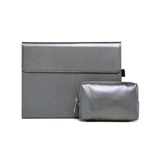 For Microsoft Surface Pro 8 Tablet Protective Case Holder(Microfiber Lambskin Texture Gray Case + Power Supply Bag)