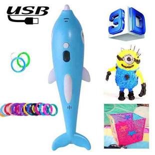 Children 3D Printing Pen Low Temperature Intelligent Screen Display Voice Drawing Pen, Style:, Color: 23 Colors (Blue)