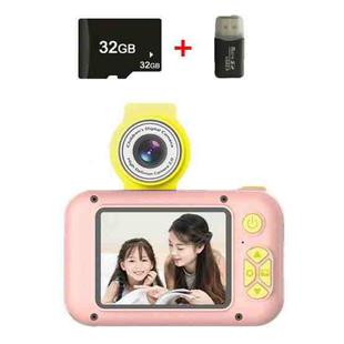 X101 Mini HD Lens Reversible Child Camera, Color: Pink+32G+Card Reader