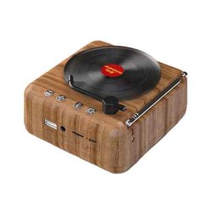 Manovo H3 Retro Vinyl Record Player Shape Mini Bluetooth Speaker, Color: Wood Grain