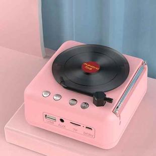 Manovo H3 Macaron Vinyl Record Player Bluetooth Speaker Retro Radio Stereo(Pink)
