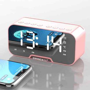 EARISE G10 Wireless Bluetooth Speaker With FM Mini Plug-in Card Mirror Alarm Clock Sound(Pink)