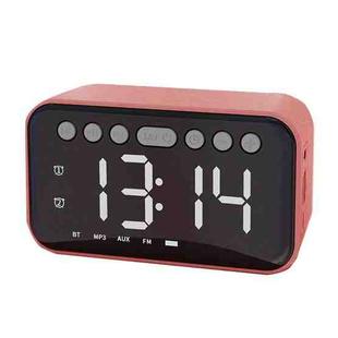AI Intelligent Wireless Bluetooth Speaker Inserting Card Clock Portable Audio, Style: Charging Edition (Coral Red)