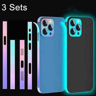 For iPhone 14 Plus 3 Sets Luminous Border Film Dustproof  Side Film(Colorful)