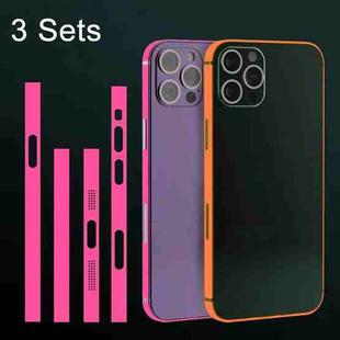 For iPhone 14 Pro Max 3 Sets Luminous Border Film Dustproof  Side Film(Pink)
