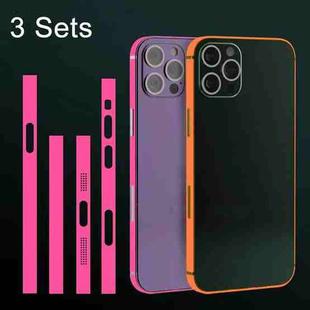For iPhone  12 Pro Max 3 Sets Luminous Border Film Dustproof  Side Film(Pink)