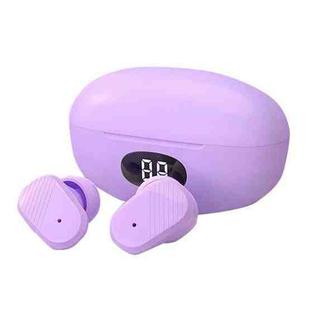 T2 LED Digital Display Magnetic Suction Mini Noise Reduction Wireless Bluetooth TWS Earphone(Orange Flower Purple)