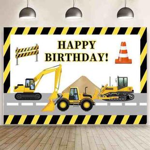 1.5m x 1m  Construction Vehicle Series Happy Birthday Photography Background Cloth(Mdz00628)
