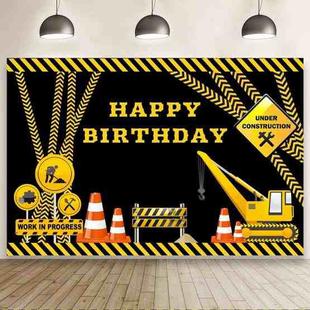 1.5m x 1m  Construction Vehicle Series Happy Birthday Photography Background Cloth(MSD00212)