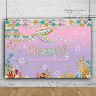 120 x 80cm Mermaid Happy Birthday Photography Background Cloth(12009595)