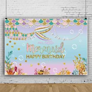 120 x 80cm Mermaid Happy Birthday Photography Background Cloth(12009608)