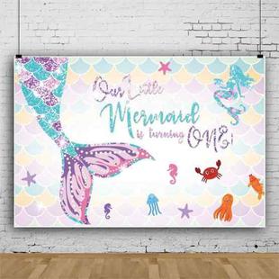 120 x 80cm Mermaid Happy Birthday Photography Background Cloth(12101996)