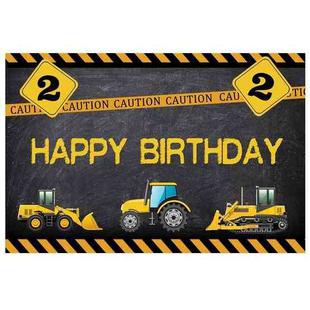 1.2m x 0.8m Construction Vehicle Series Happy Birthday Photography Background Cloth(11604130)