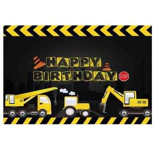 1.2m x 0.8m Construction Vehicle Series Happy Birthday Photography Background Cloth(12008733)
