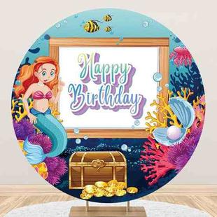 1m x 1m Underwater Mermaid Birthday Party Photography Washed With Elastic Circular Background Cloth(MDU04377)