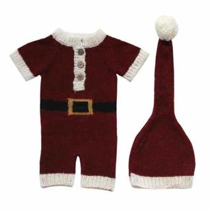 Newborn Photography Clothing Christmas Theme Modeling Mohair Hat + Jumpsuit Suit(Baby Boy)