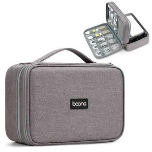Baona Multifunctional Earphone Data Cable Digital Storage Bag, Spec: 2-layer Box (Brown Gray)