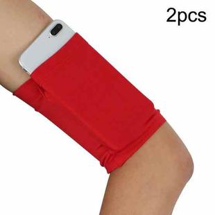 2pcs Outdoor Fitness Mobile Phone Arm Bag Sports Elastic Armbands(Red)