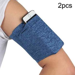 2pcs Outdoor Fitness Mobile Phone Arm Bag Sports Elastic Armbands(White Blue)