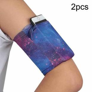 2pcs Outdoor Fitness Mobile Phone Arm Bag Sports Elastic Armbands(Starry Sky)