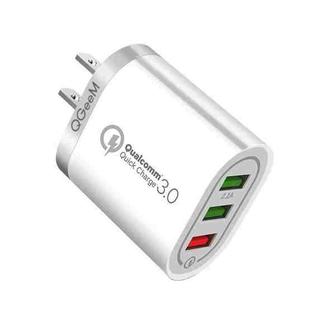 QGeeM QG-CH03 3 In 1 3A Smart Protection Universal Fast Charger(White US Plug)