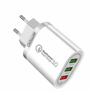 QGeeM QG-CH03 3 In 1 3A Smart Protection Universal Fast Charger(White EU Plug)