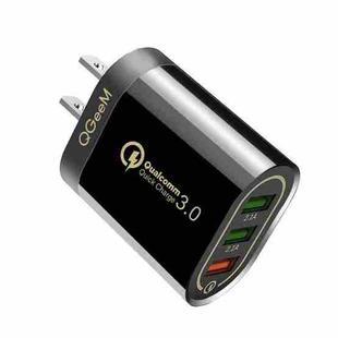 QGeeM QG-CH03 3 In 1 3A Smart Protection Universal Fast Charger(Black US Plug)
