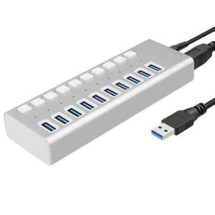 HS-716MG USB3.0 Aluminum Alloy Silver 10 Ports 12V/4A Extension Docking Computer Camera HUB