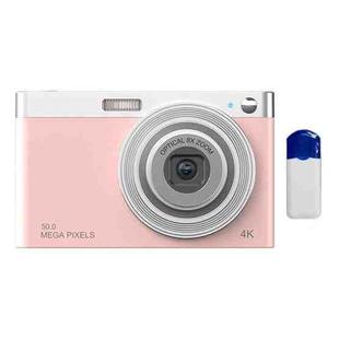 C13 2.88 inch 4K 8X Optical Zoom Telescopic Lens HD Digital Camera, Spec: Pink+Card Reader+Wiper