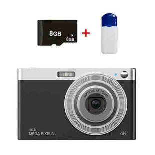 C13 2.88 inch 4K 8X Optical Zoom Telescopic Lens HD Digital Camera, Spec: Black+Card Reader+8G