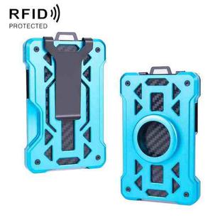 For AirTag Tracker Card Holder Metal Anti-Theft RFID Wallet(A Model Blue)