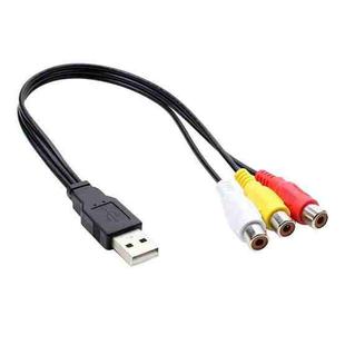 USB to 3 RCA Bus 1 Male 3 Female AV Audio Cable, Size: 25cm