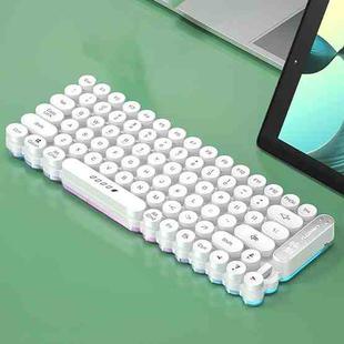LANGTU OG80 Ivory White Keyboard Mini Punk Bluetooth+Wireless+Wired Three Models Silent Keyboard