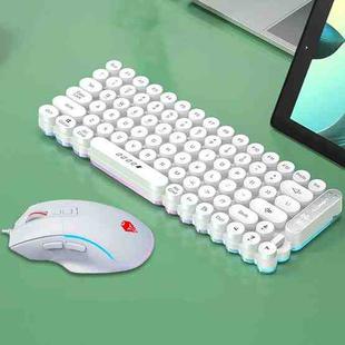 LANGTU OG80 Ivory White Keyboard Mouse Set Mini Punk Bluetooth+Wireless+Wired Three Models Silent Keyboard