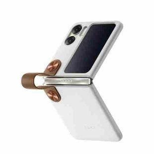 For OPPO Find N2 Flip Original OPPO Hand Strap Type Vegan Leather Phone Case(White)