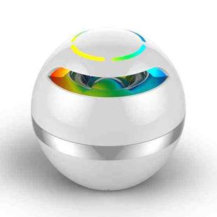 GS009 Bluetooth 4.2 Round Ball Small Speaker With Colorful Light Support TF Card / FM(White)