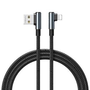 REMAX RC-C002 USB To 8 Pin  2.4A Braided Data Cable with 90 Degree Elbow,Length 1m(Black)