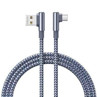 REMAX RC-C002 USB To USB-C/Type-C  2.4A Braided Data Cable with 90 Degree Elbow,Length 1m(Silver)