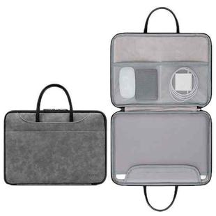 Baona Leather Fully Open Portable Waterproof Computer Bag, Size: 15/15.6/16 inches(Gray Black)