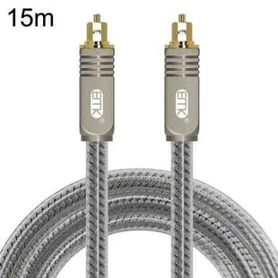 EMK YL/B Audio Digital Optical Fiber Cable Square To Square Audio Connection Cable, Length: 15m(Transparent Gray)