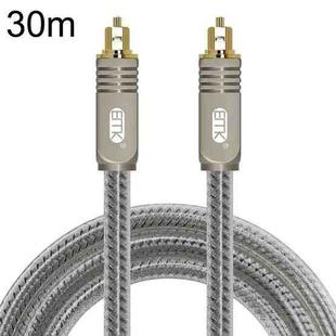 EMK YL/B Audio Digital Optical Fiber Cable Square To Square Audio Connection Cable, Length: 30m(Transparent Gray)