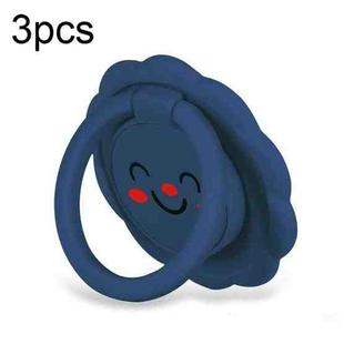 3pcs Sunflower Smiley Mobile Phone Finger Ring Bracket Zinc Alloy Ultra-thin Stand(Gem Blue)