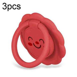 3pcs Sunflower Smiley Mobile Phone Finger Ring Bracket Zinc Alloy Ultra-thin Stand(Tea Red)