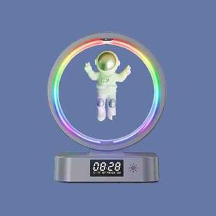 Y-558 Magnetic Levitation Astronaut TWS Bluetooth Speaker With RGB Light,Style: Silver Clock Model