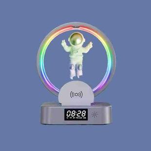 Y-558 Magnetic Levitation Astronaut TWS Bluetooth Speaker With RGB Light,Style: Silver Wireless Charging