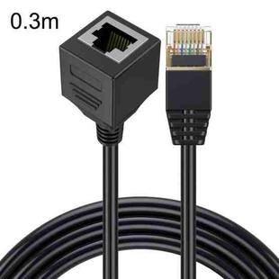 Straight Head 0.3m Cat 8 10G Transmission RJ45 Male To Female Computer Network Cable Extension Cable(Black)