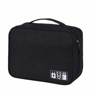 RH917 Data Cables Storage Bags Cationic Polyester Multifunctional Digital Bag(Black)