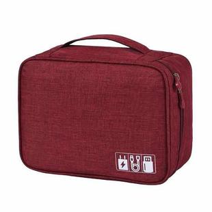 RH917 Data Cables Storage Bags Cationic Polyester Multifunctional Digital Bag(Wine Red)