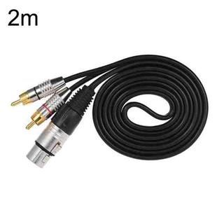 XLR Female To 2RCA Male Plug Stereo Audio Cable, Length: 2m